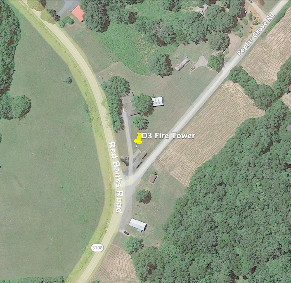 D-3 Polling Place, Fire Tower at Red Banks and Poplar Grove Roads